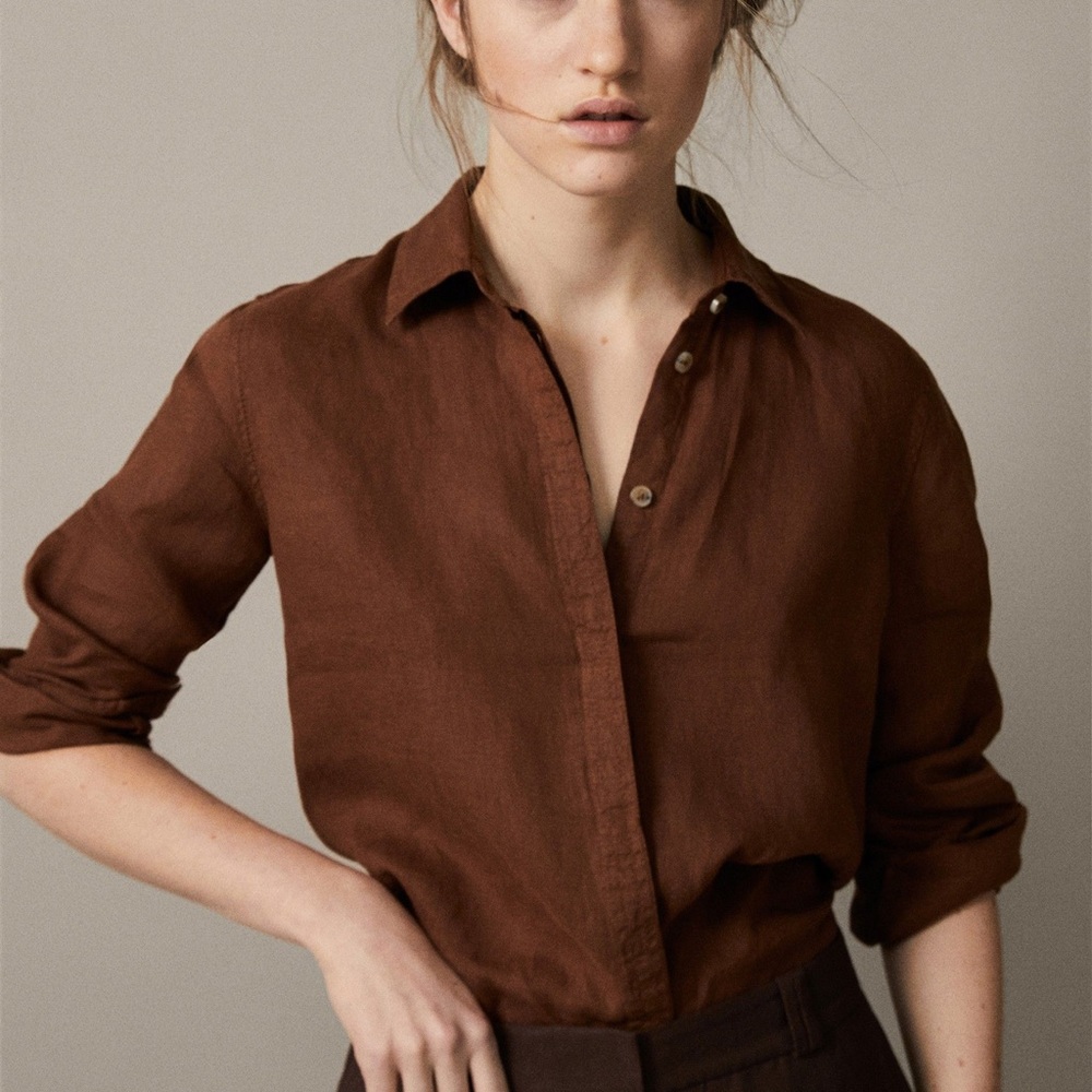 Vintage Linen Blend Button Down